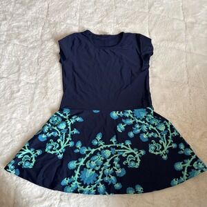 Girls Modli Ella Mae Vintage Swim Dress Size Youth 12 Blue Floral Cap Sleeve 2PC